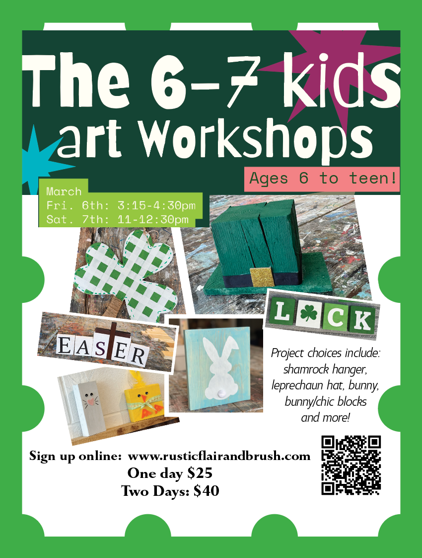 March 6th AND 7th Kids Art Workshop