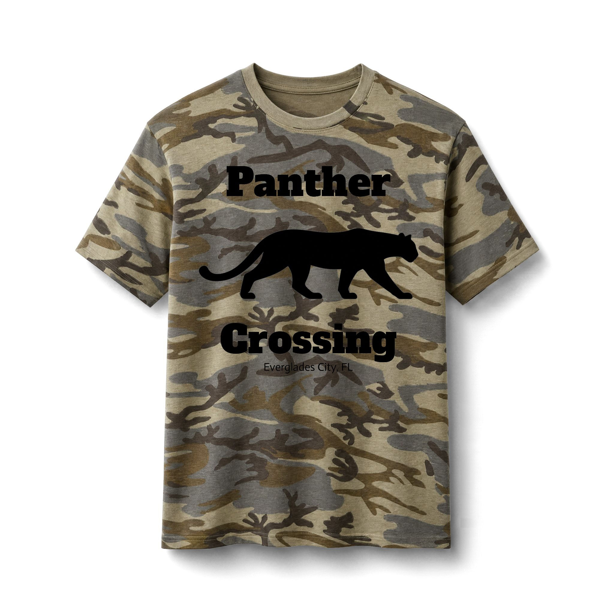 Camo T-Shirt — "Panther Crossing" Graphic Tee