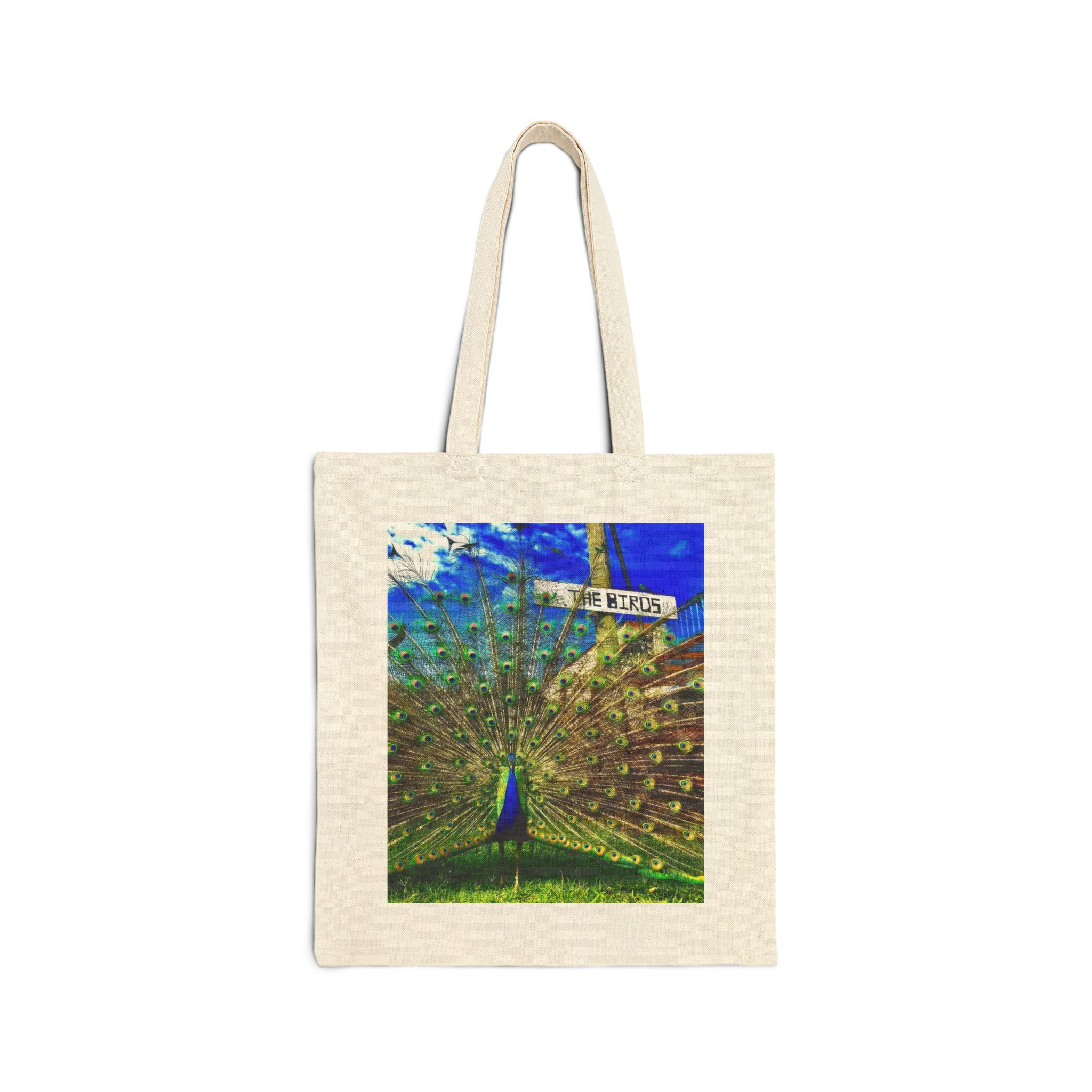 Peacock Canvas Tote — Colorful Peacock Art Cotton Bag