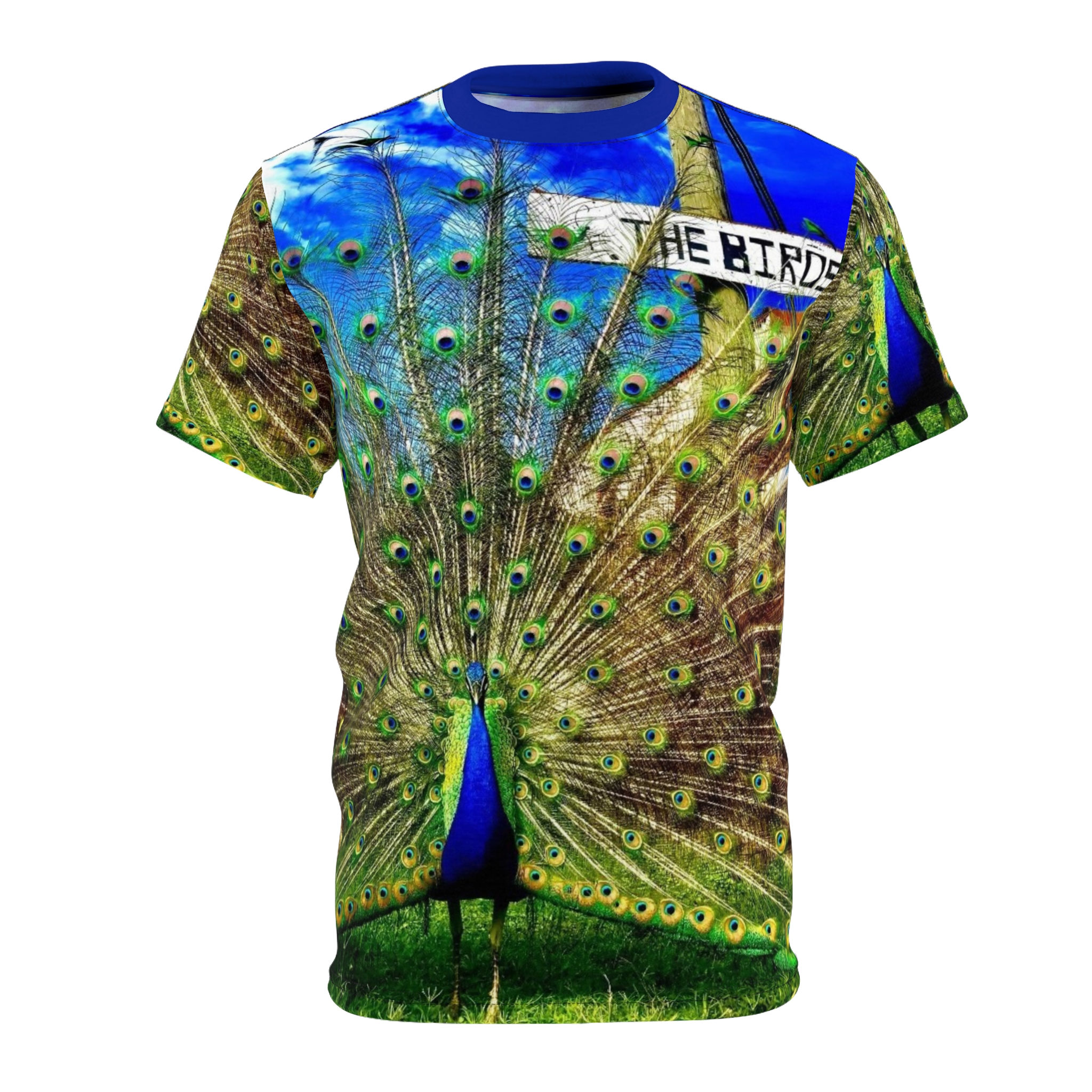 Peacock Pride Tee — Vibrant Full-Print Bird Graphic Shirt