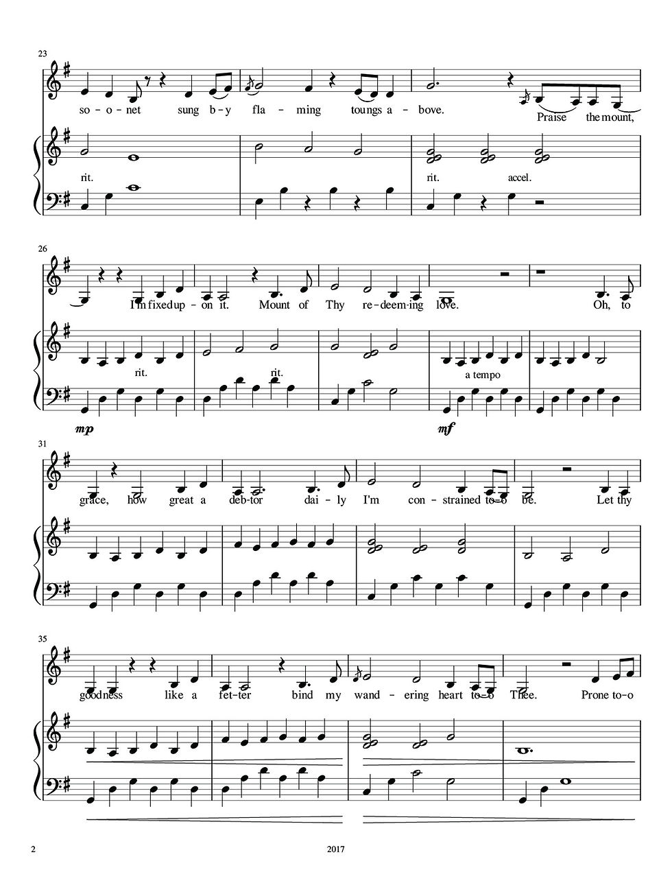 Thumbnail: Come Thou Fount of Every Blessing - Sheet Music for Piano and Voice