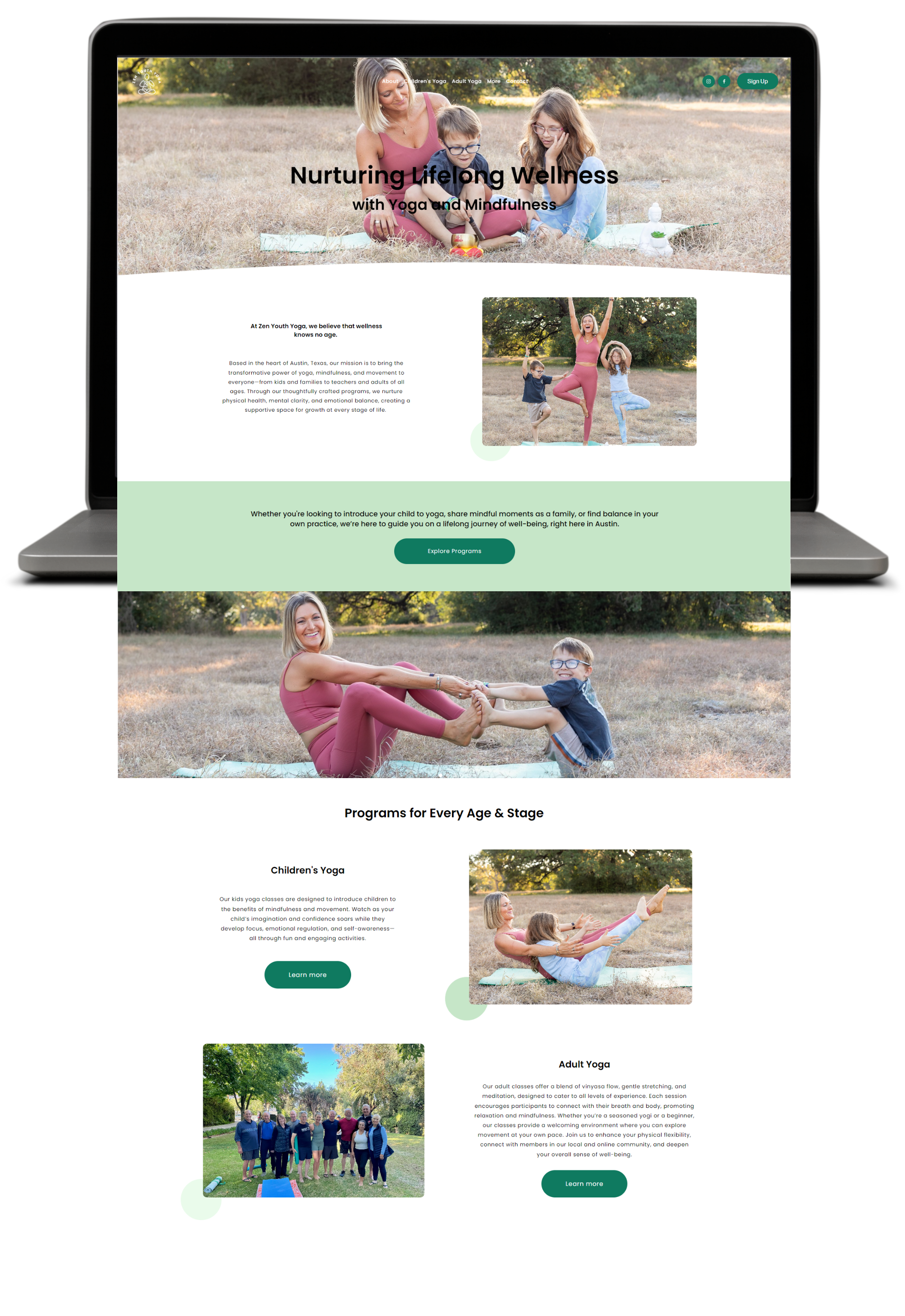 Zen Youth Yoga: Website Design