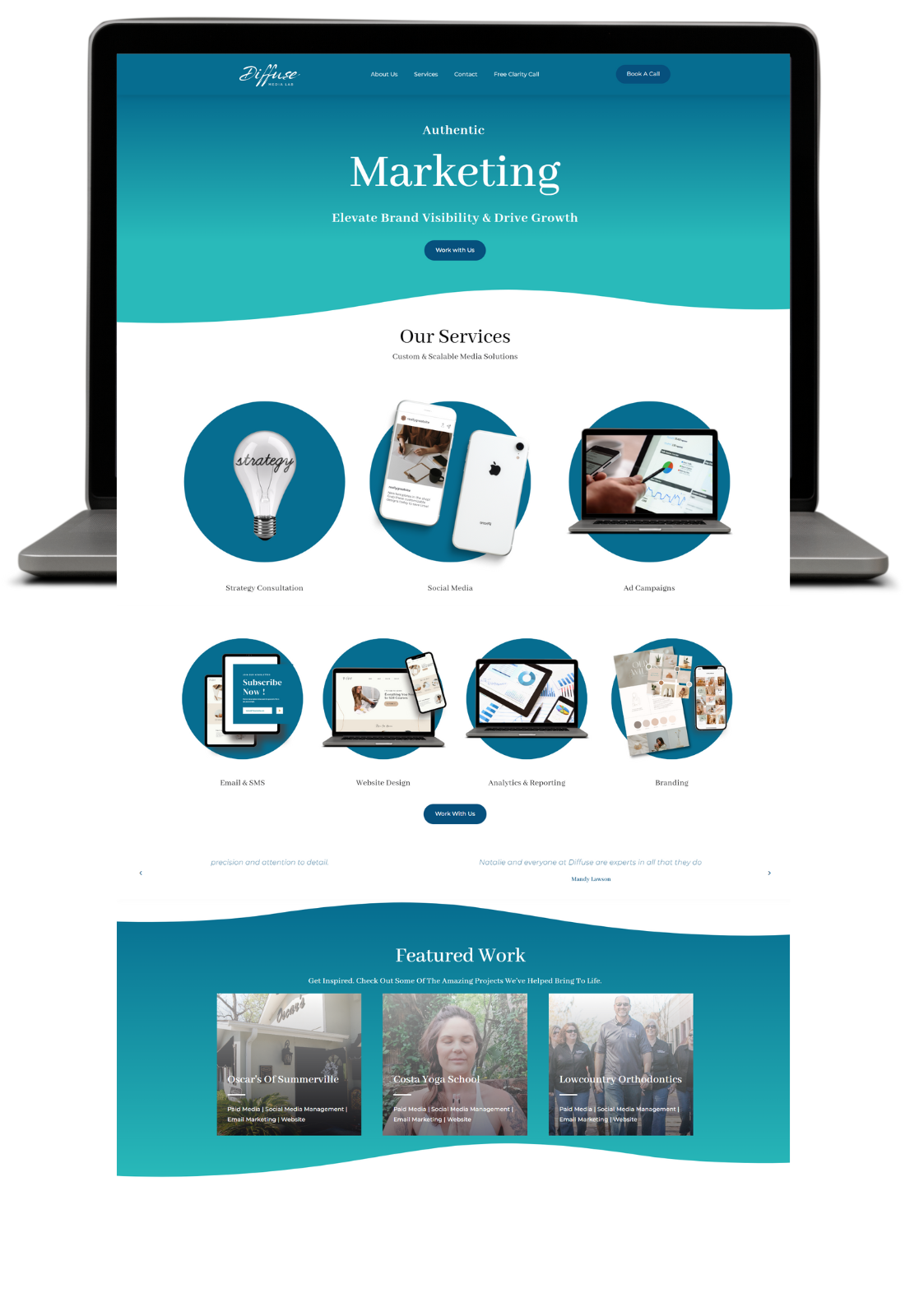 Diffuse Media Lab:
Website Design
Branding
Paid Media
Social Media Management
Email Marketing
Tech Support
*For several businesses