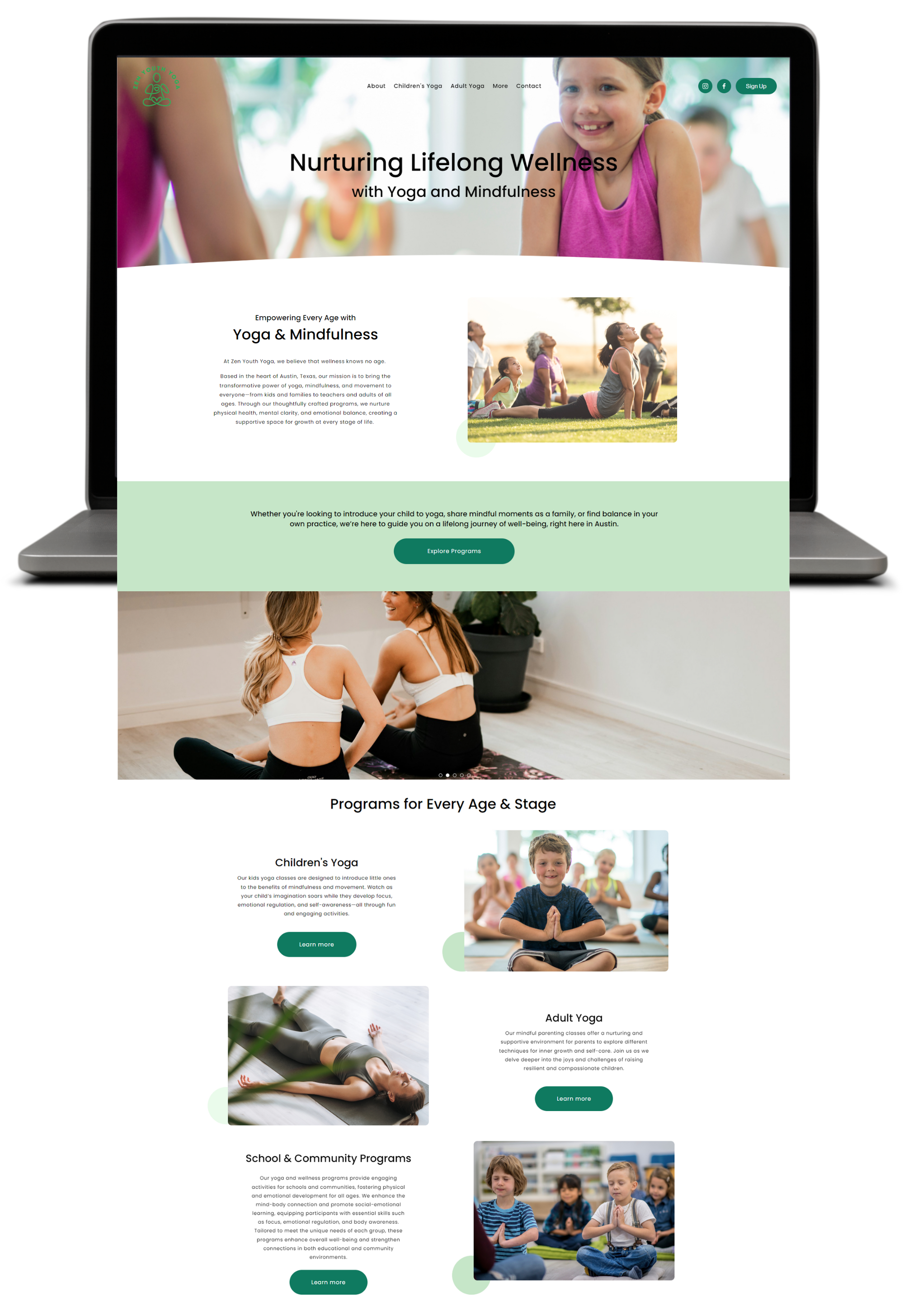 Zen Youth Yoga: Website Design
