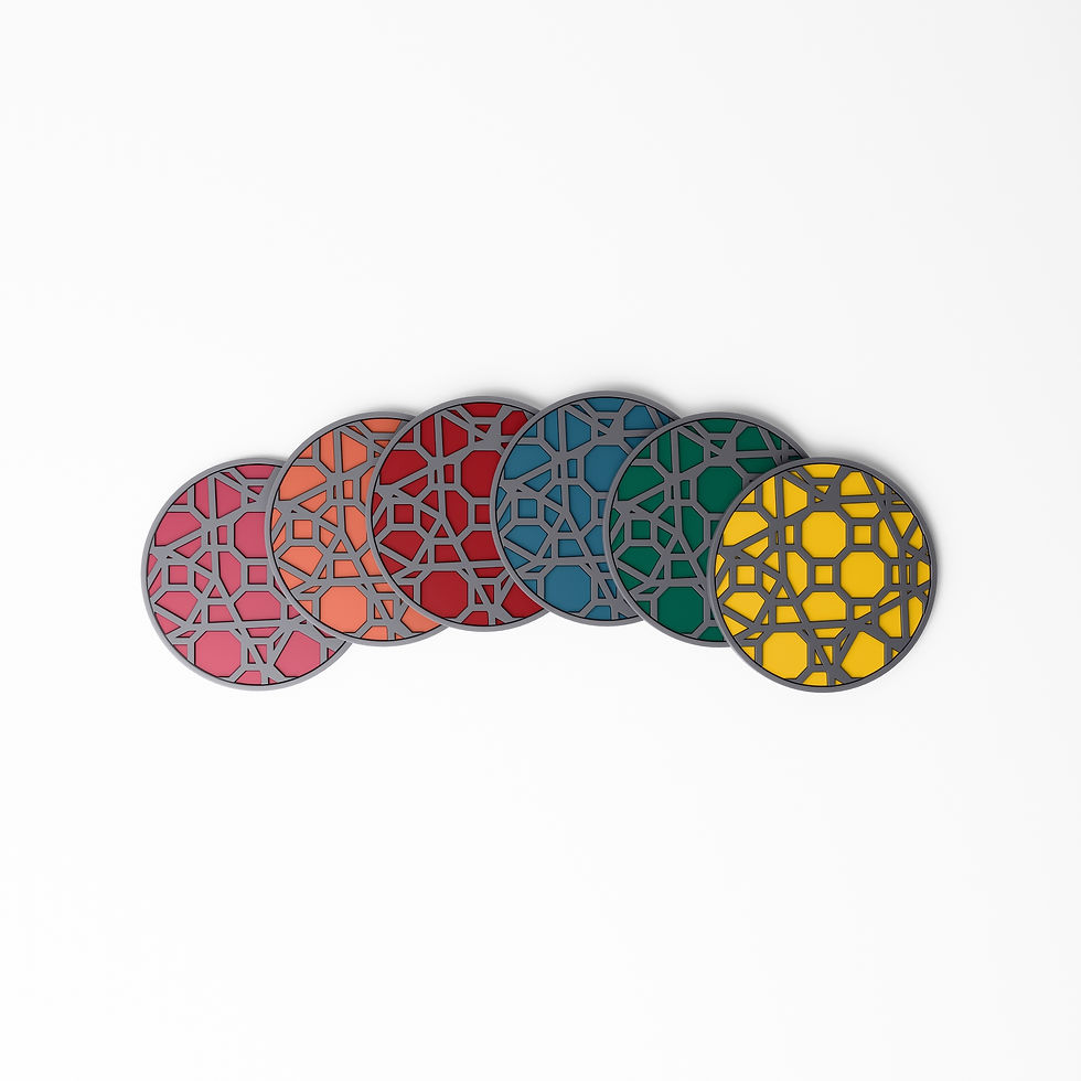 set of 6 dome coasters top view