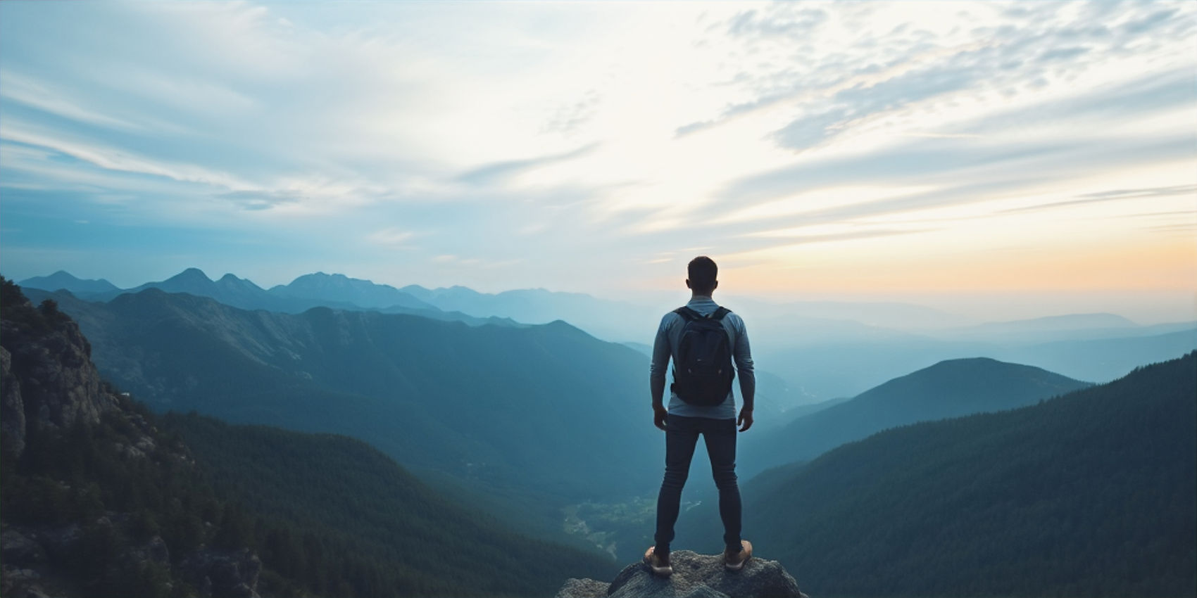 I need a Hero image to demonstrate _seeing what others don't_ like a person standing on a