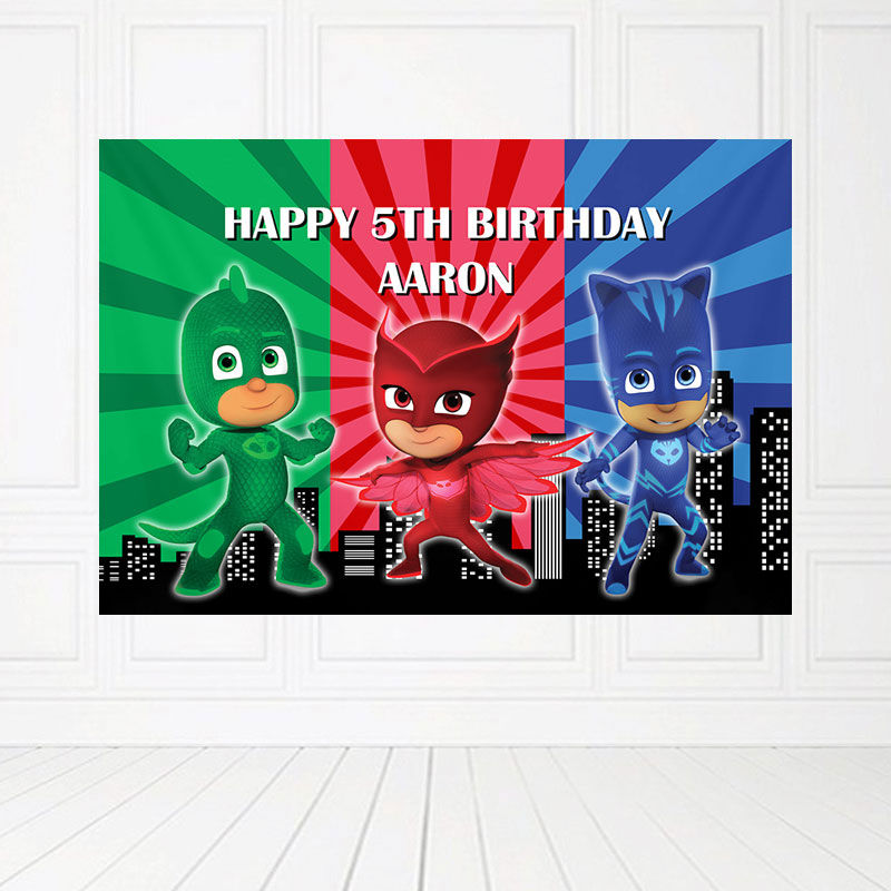 Custom PJ Mask Birthday Banner Backdrop in Malaysia
