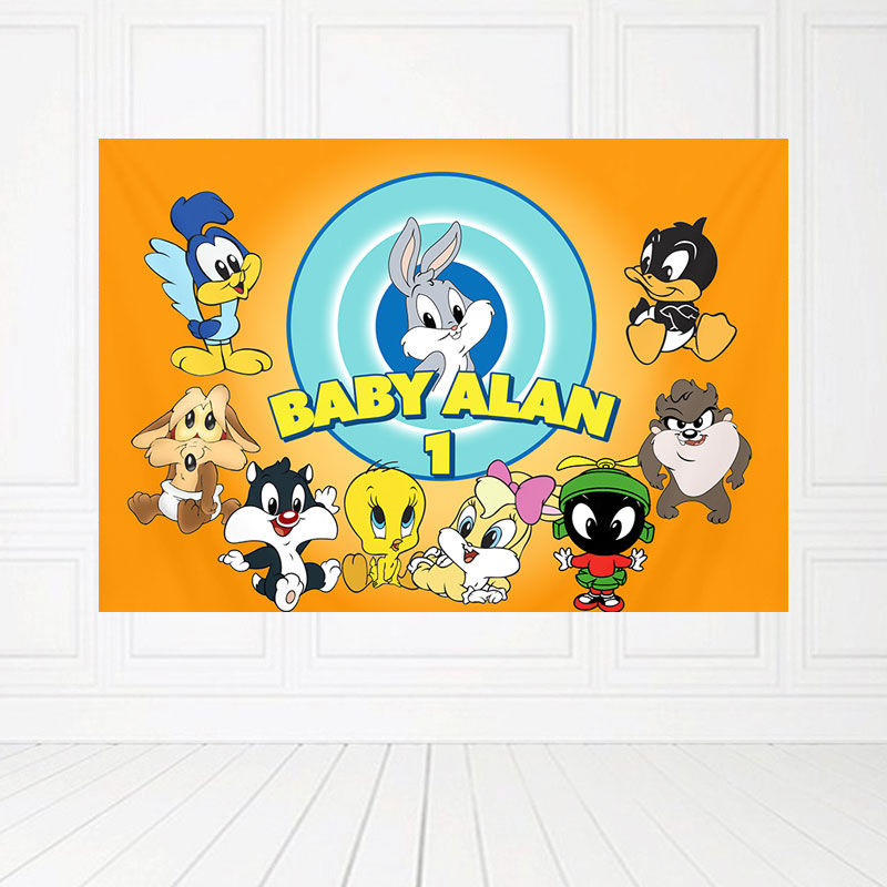 Custom Baby Looney Tunes Birthday Banner Backdrop in Malaysia