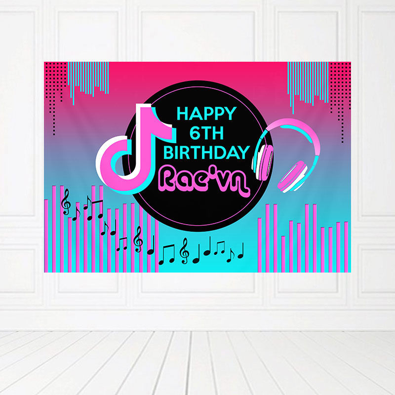 Custom TikTok Music Birthday Banner Backdrop in Malaysia