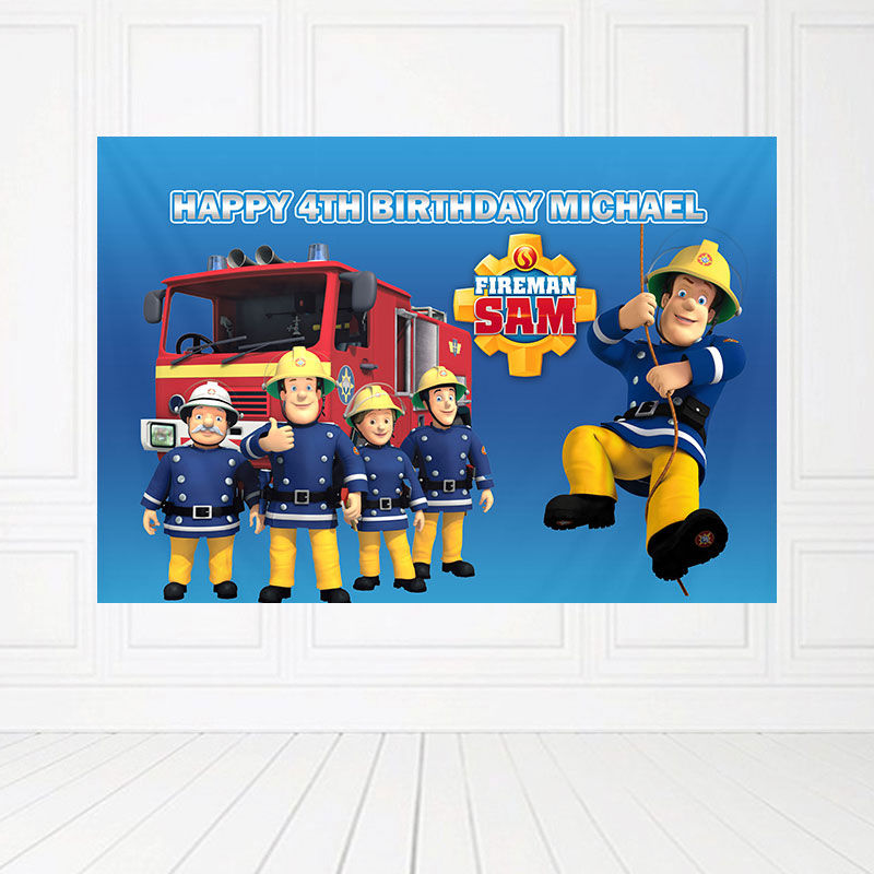 Custom Fireman Sam Birthday Banner Backdrop in Malaysia