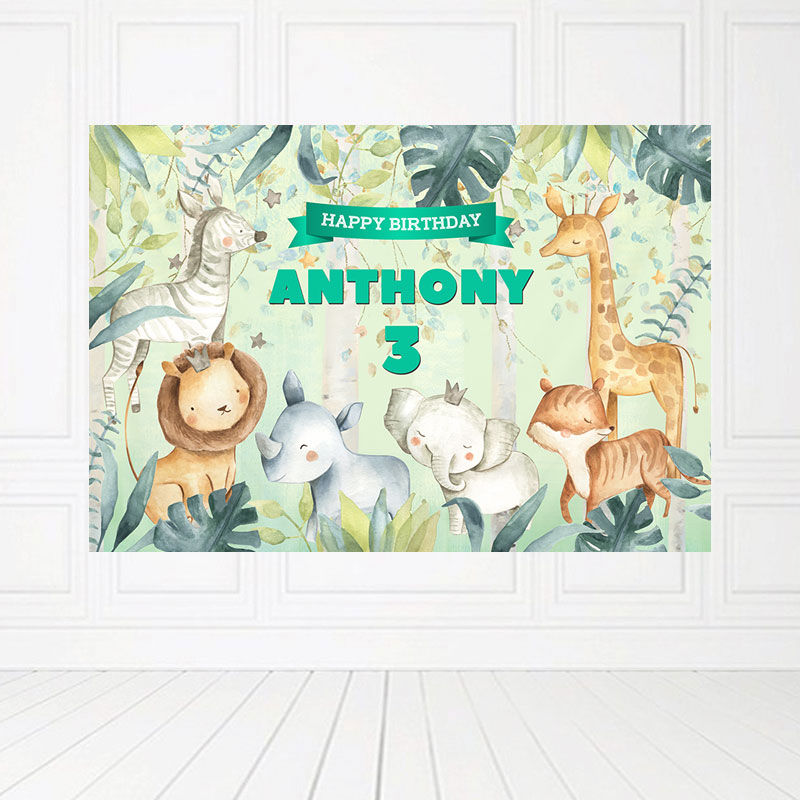 Custom Animal Jungle Birthday Banner Backdrop in Malaysia