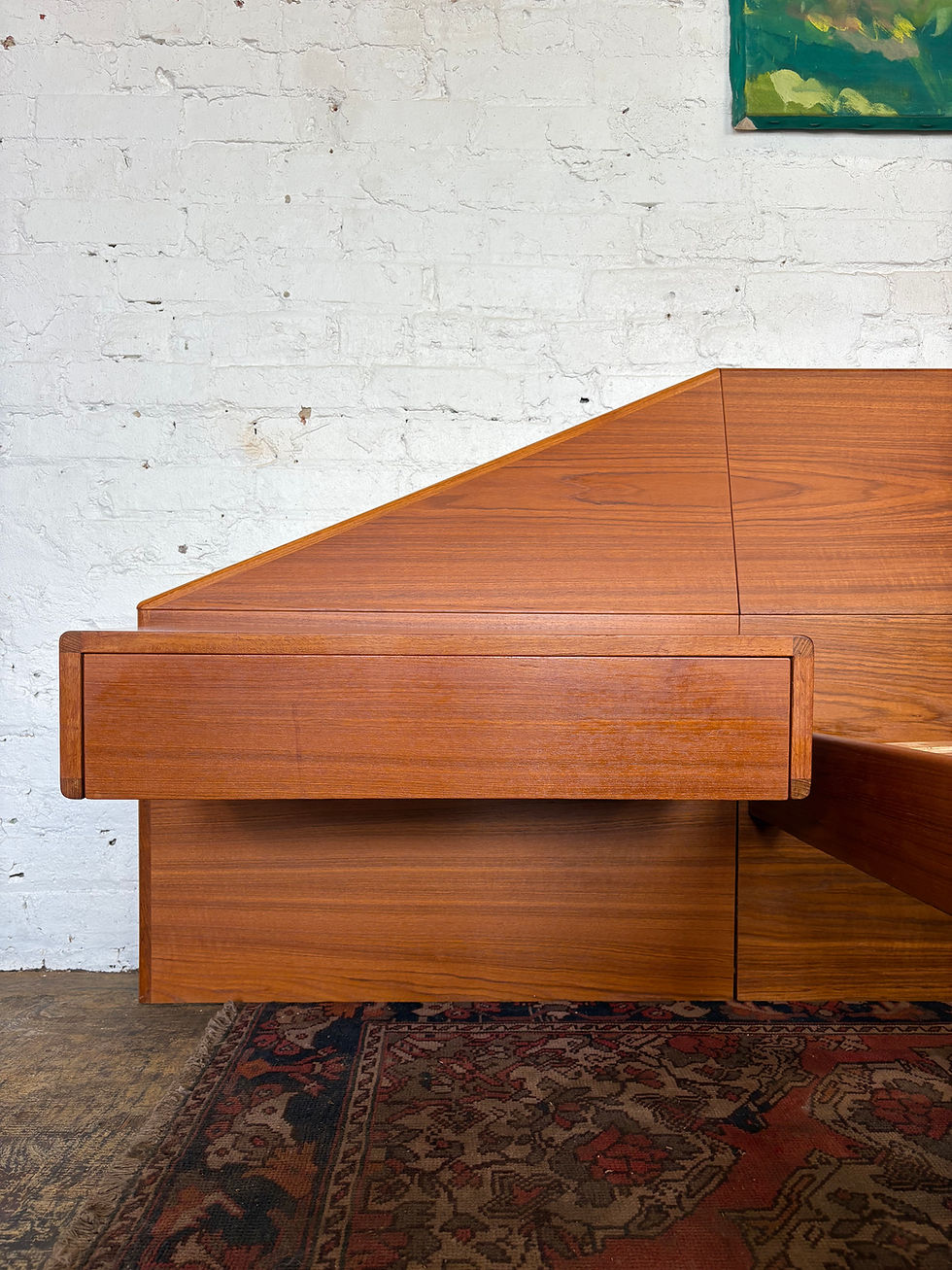 Thumbnail: Vintage Queen Teak Platform Bed 