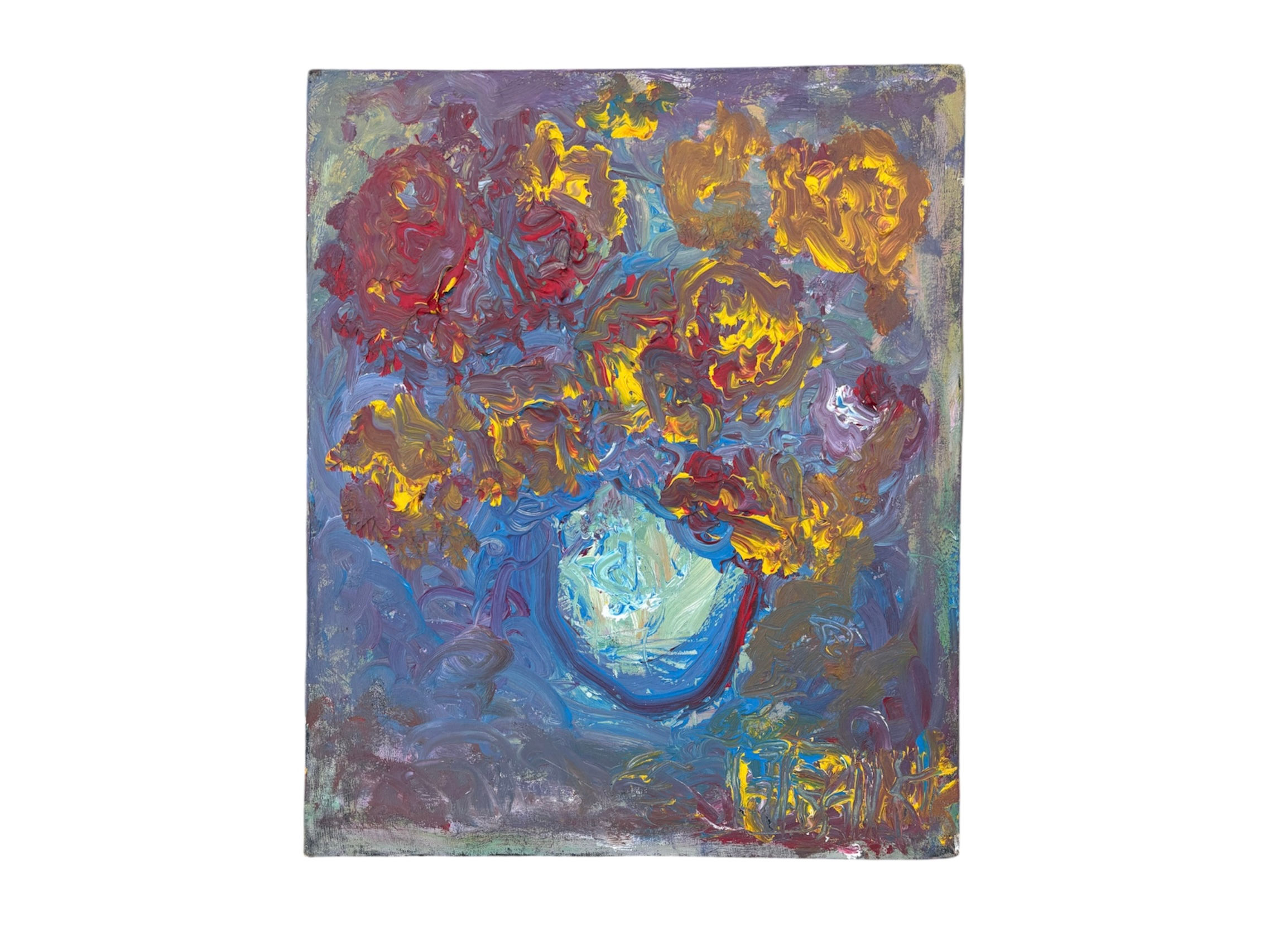 Vintage Abstract Expressionist Painting by Emily Frank 