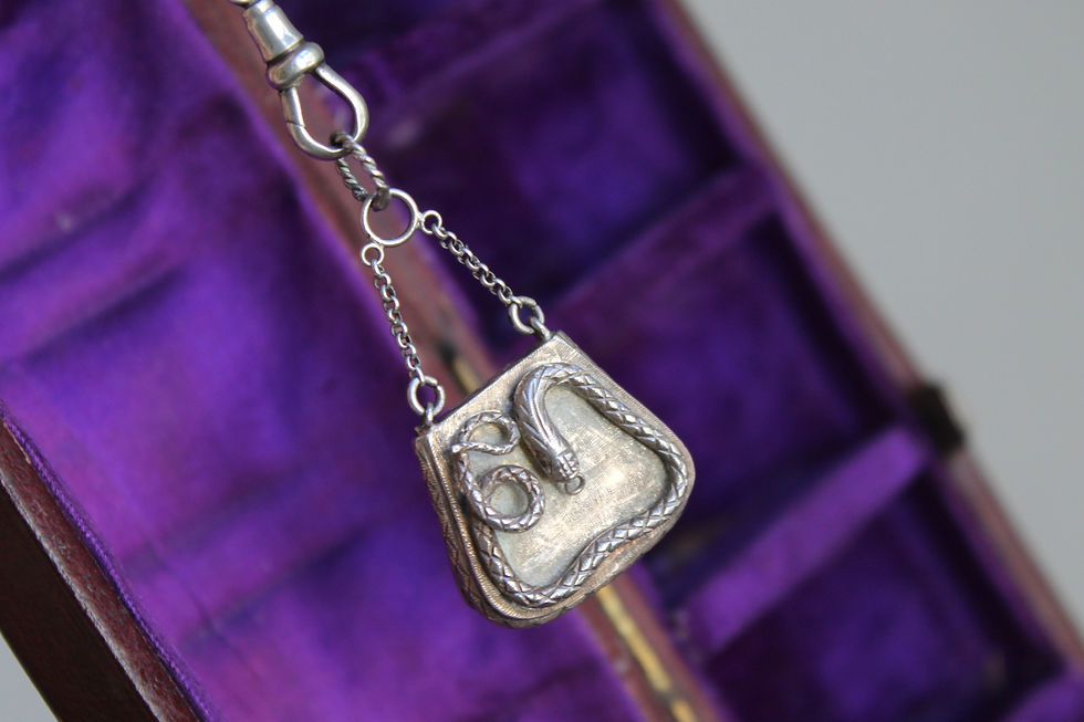 Thumbnail: Rare Antique 1800s Acrostic 'REGARD' Serpent Vinaigrette Locket Pendant