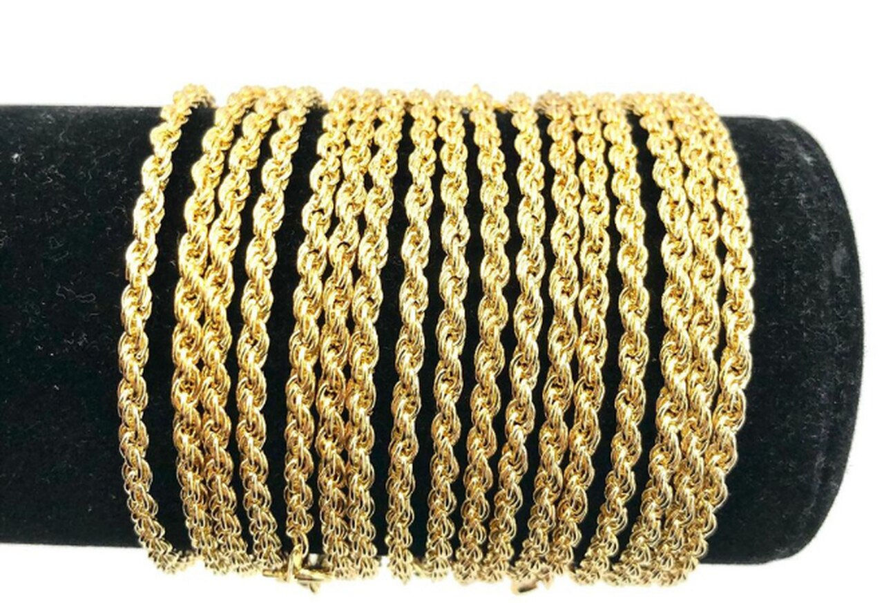 14 Kt  Gold Plated Rope Bracelet 7.5'