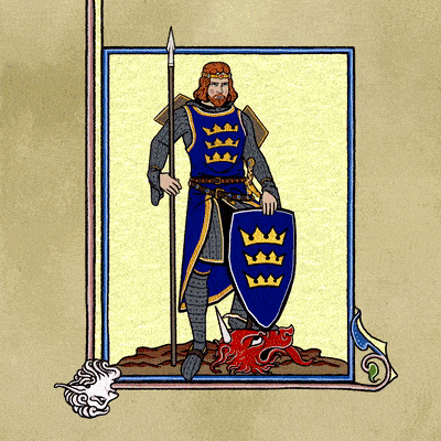 Gif of Gawain in 2D illumination and in 3D at the Round Table