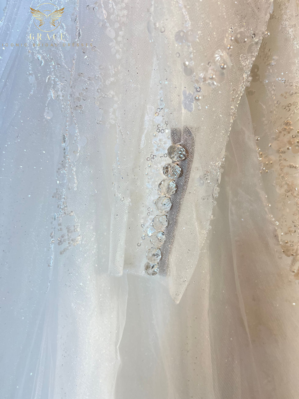 Miniatura: Vestido de novia VALENTINA Tul de purpurina con mangas desmontables