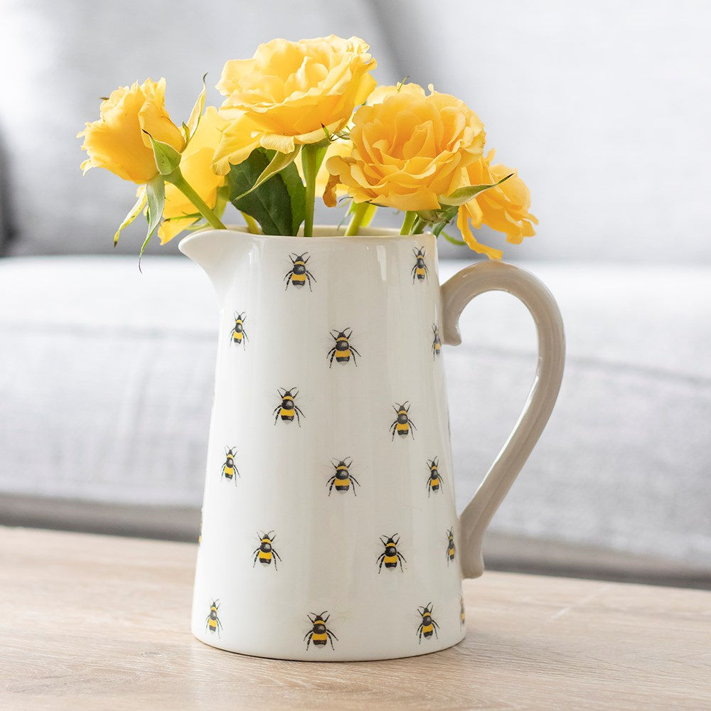 Bee print ceramic jug vase