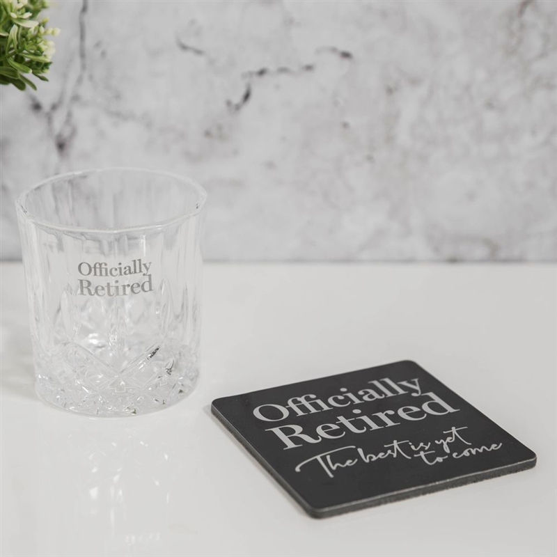 Officially Retired - Whisky Glass Coaster Set