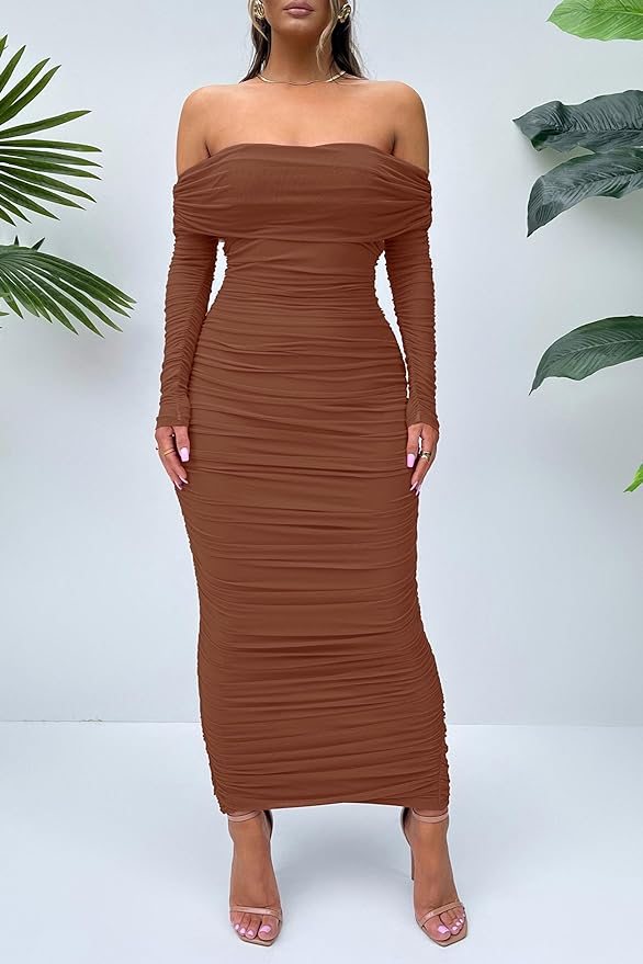 Off-Shoulder Maxi Bodycon Dress