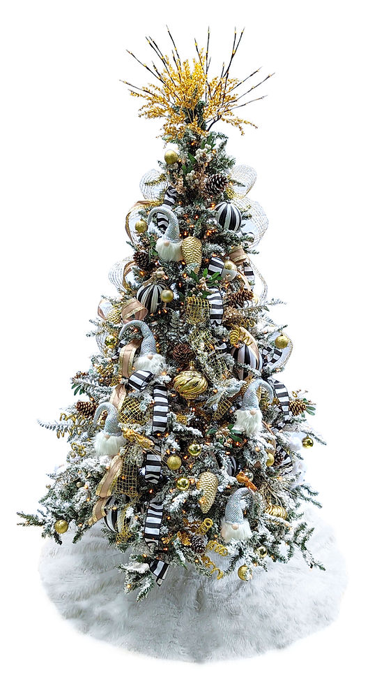 Black and White Gnome Gold Silver elegant Christmas Tree