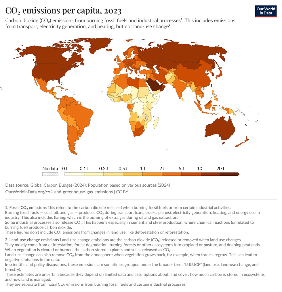 Data source: Global Carbon Budget (2024); Population based on various sources (2024) – Learn more about this data