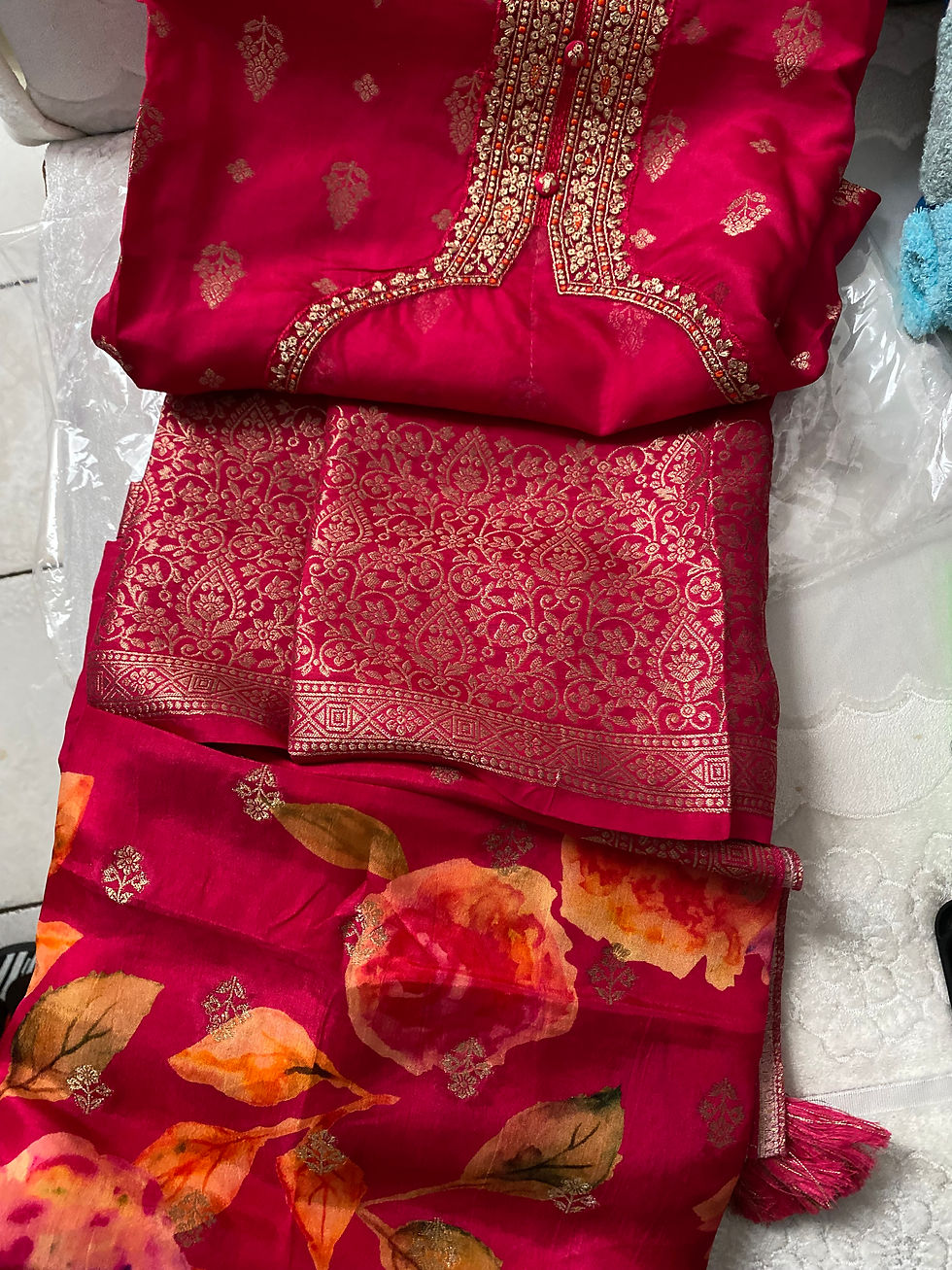 Example of the exquisite raw material that will become a beautiful custom made Indian suit for me!