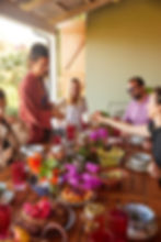 People having breakfast at a retreat in Greece