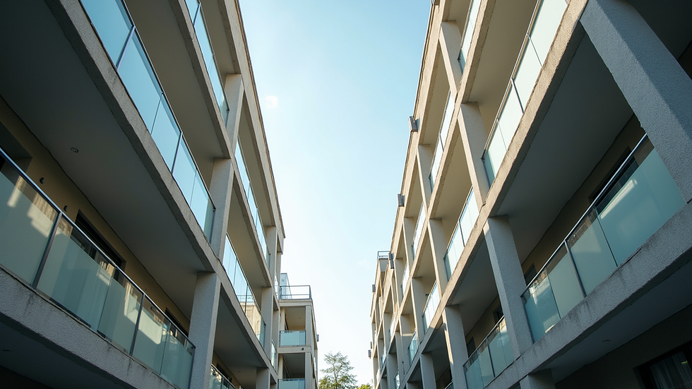 eye-level view of modern residential building with balconies