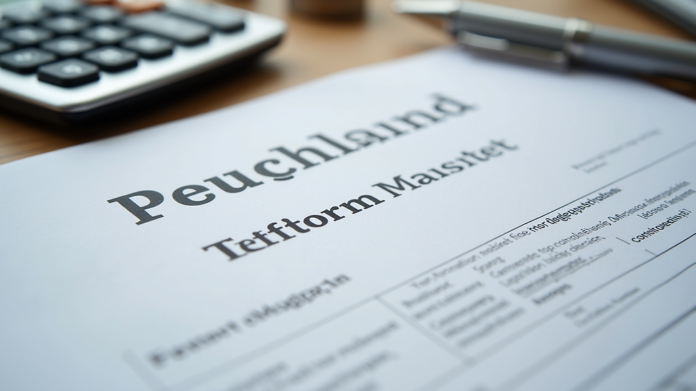 close-up view of Austrian mortgage contract and calculator