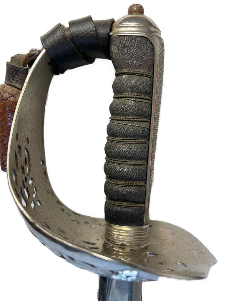 Thumbnail: WWII Wilkinson Infantry Officers Sword & Nickel plated scabbard, Leather Knot