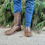 Thumbnail: Honey colored men's cowboy boot with jeans