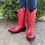 Thumbnail: red women's cowboy boots tall on foot