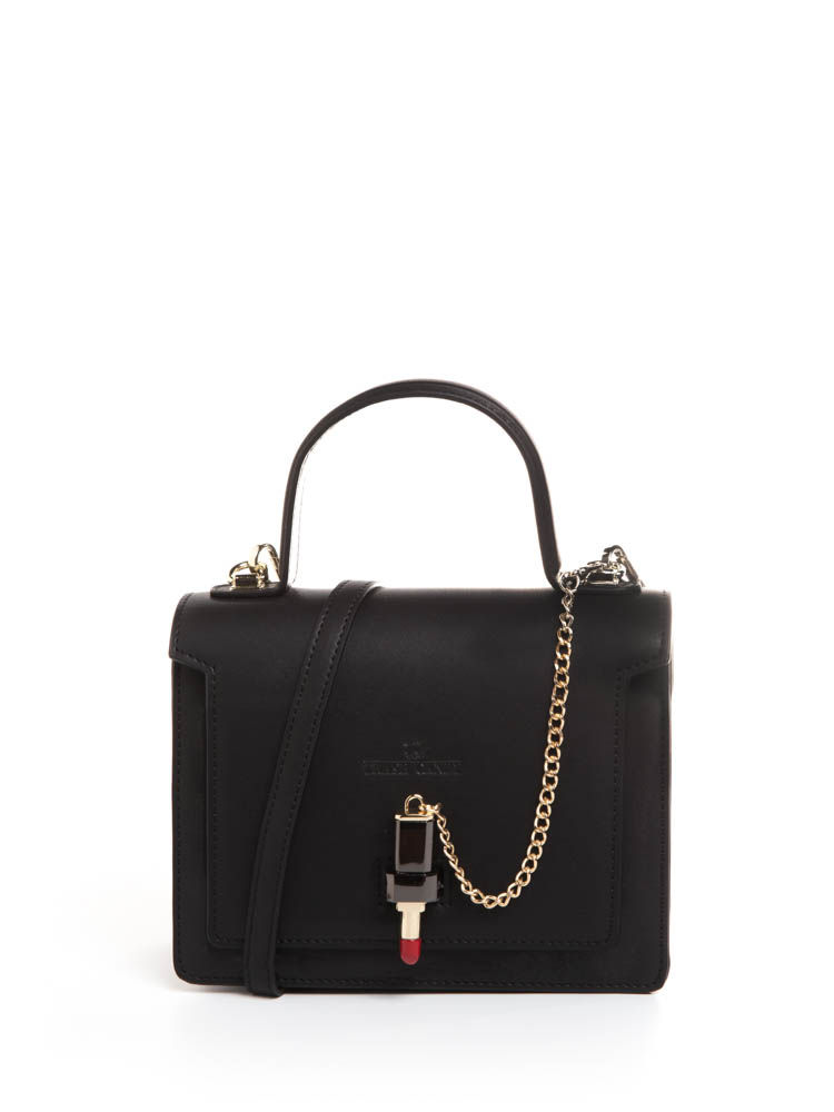 Lipfloss Leather Small Shoulder Bag | Black