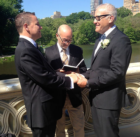 Same sex wedding in Central Park with Steven Blane officiating