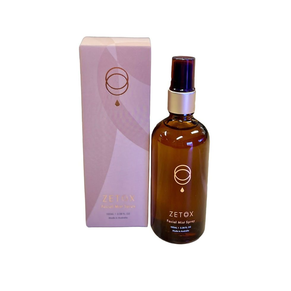 Zetox Balancing Facial Mist 100ml – brume hydratante anti-imperfections avec bouteille et boîte côte à côte sur fond blanc