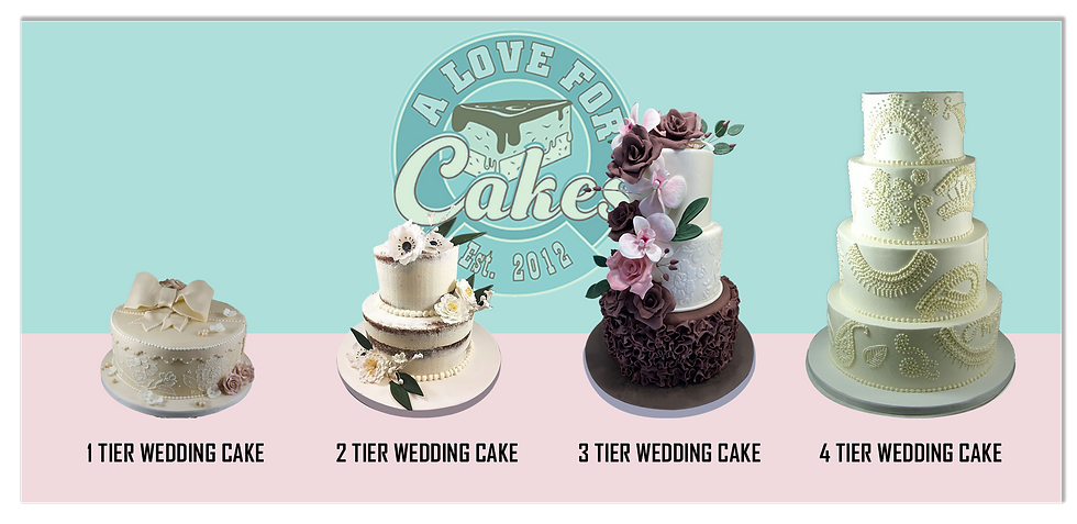 1 Tier wedding cake, 2 tier wedding cake, 3 tier wedding cake, 4 tier wedding cake from A Love for cakes, NYC