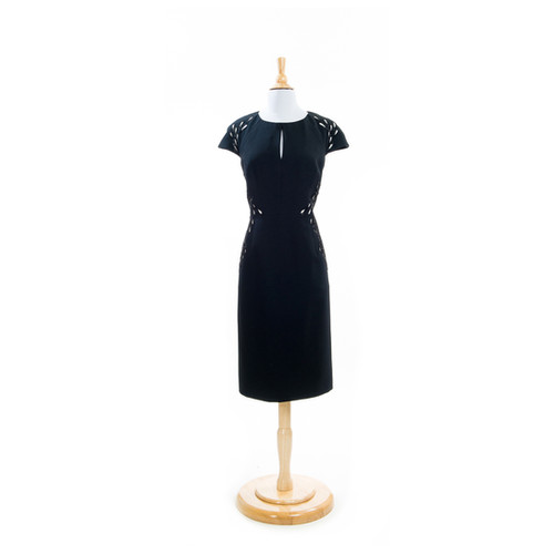 lace cap sleeve black dress Lace Short Sleeve Boat Neck Swing Dress – Aisize main image 0
