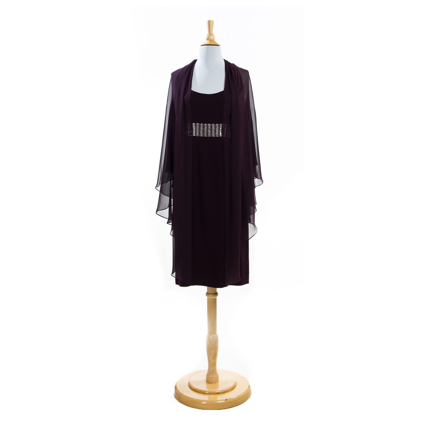 Daymor Eggplant Sheath Dress With Shawl