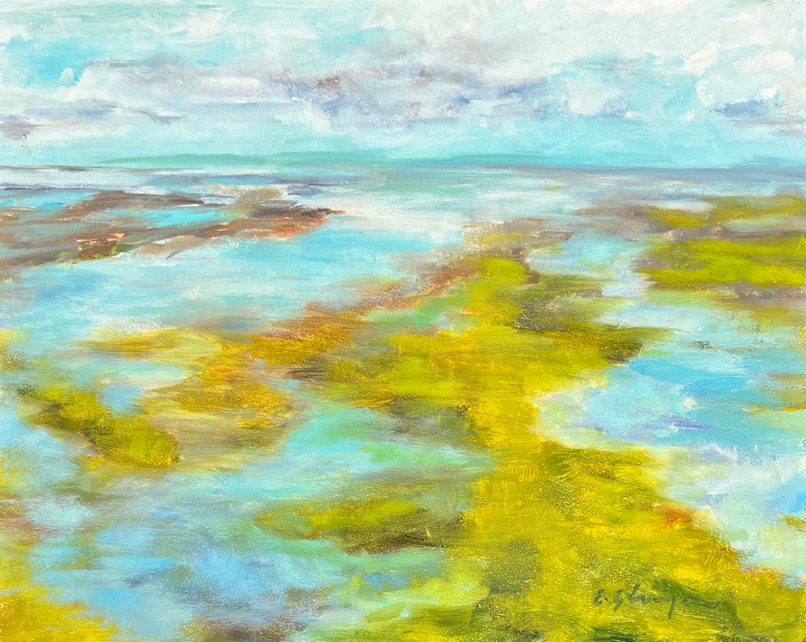 Low Tide at Robin Hoods Bay 10" x 8" oil on board