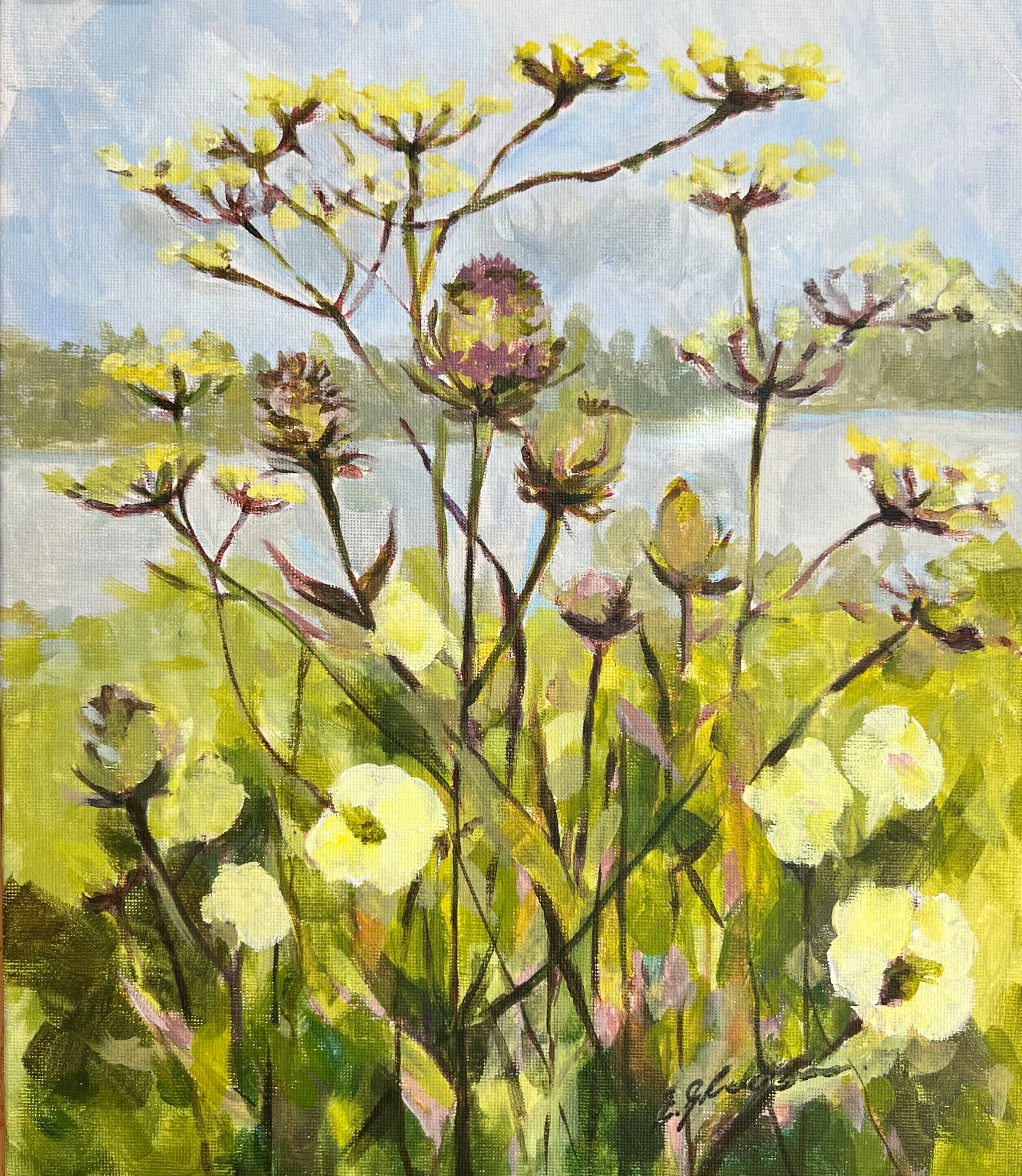 'By The Lake' Painted Plein Air In Warwickshire  oil on board