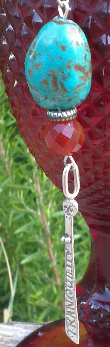 Miniatura: Pendientes turquesa y cornalina