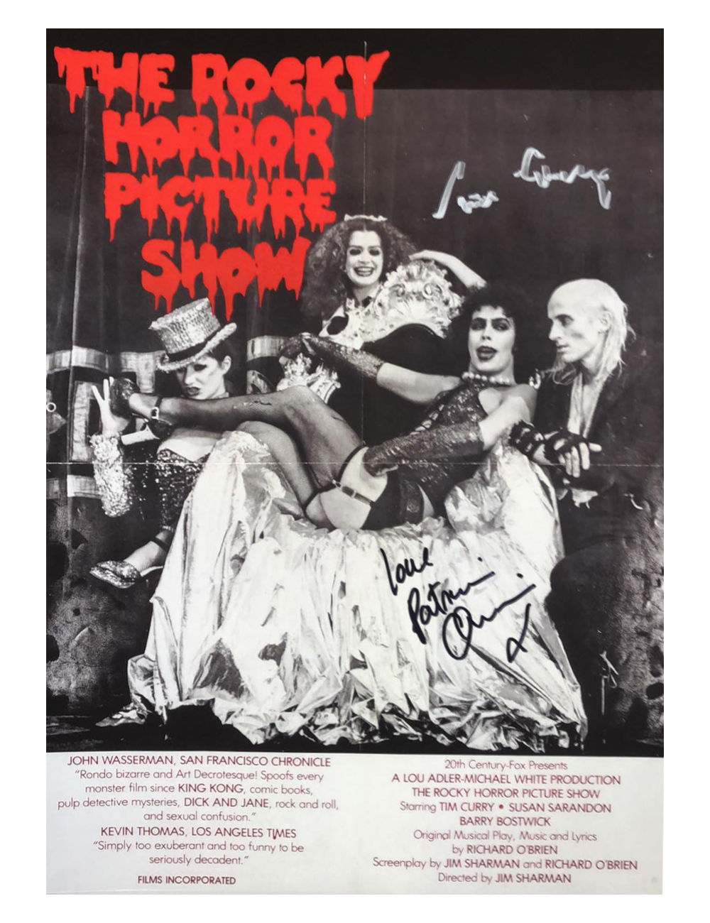 A3 Rocky Horror Poster Signed by Tim Curry and Patricia Quinn