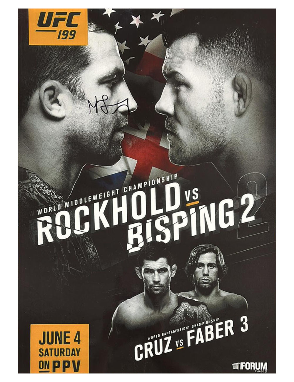 A3 MMA / UFC Rockhold vs Bisping 2 Poster Signed by Michael Bisping