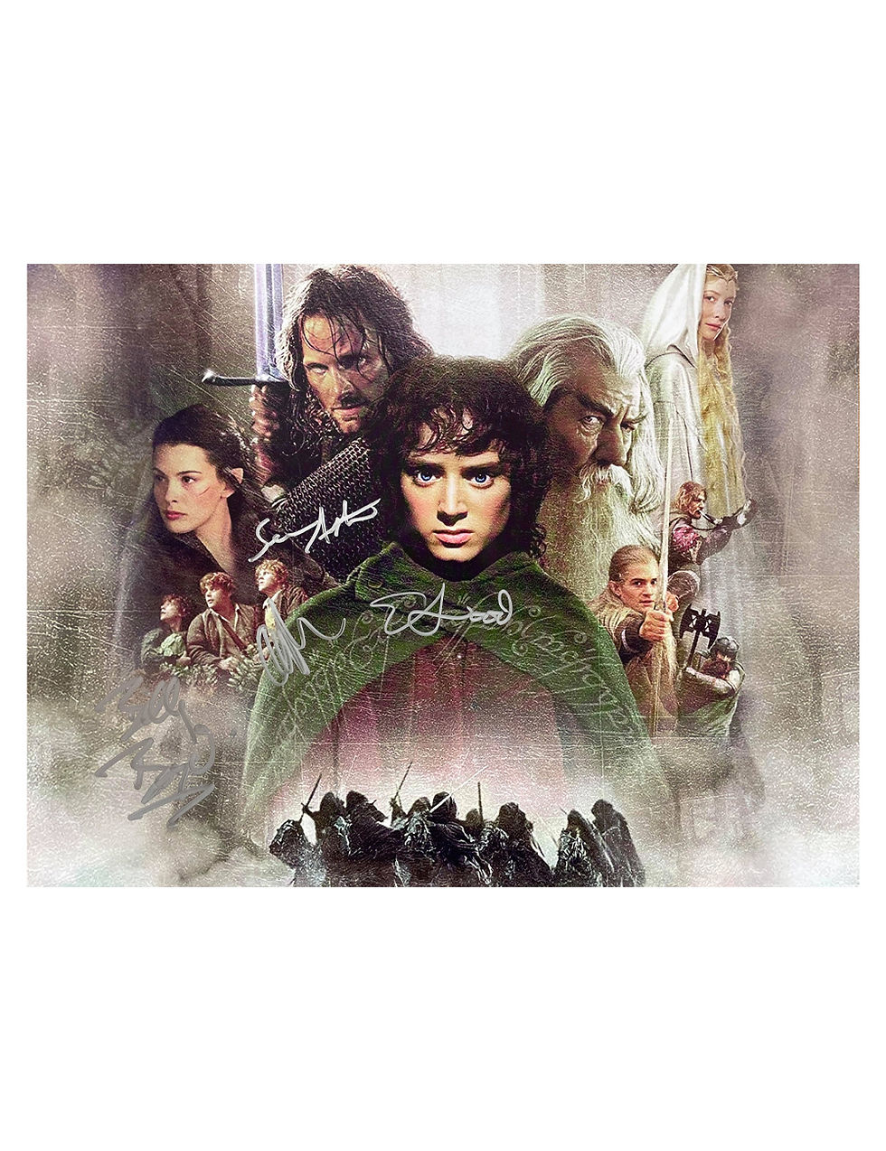 16x12 Lord Of The Rings Print Signed By All Four LOTR Hobbits Action
