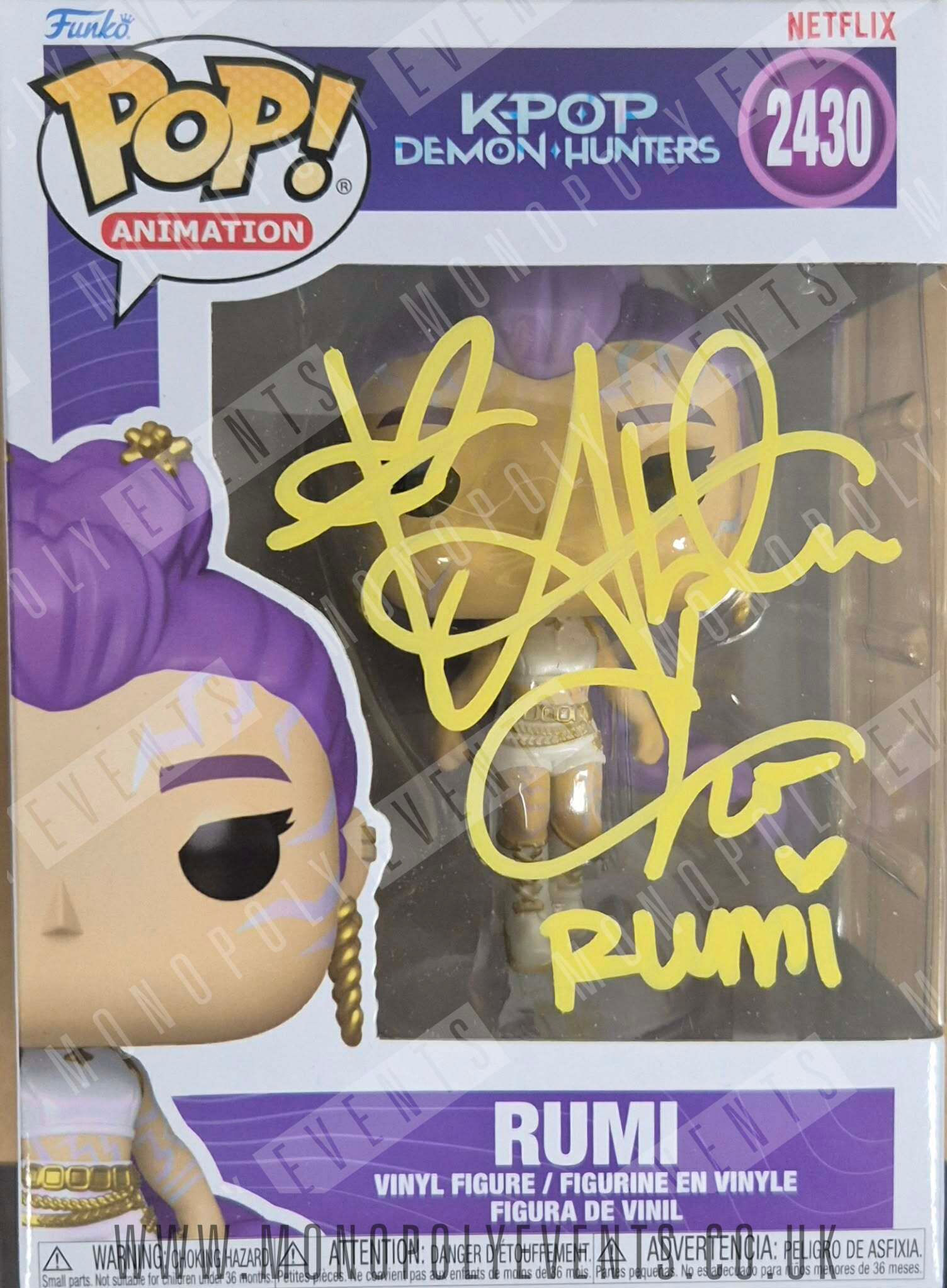Arden Cho Signed Funko #2430 K-Pop Demon Hunters Rumi in Yellow