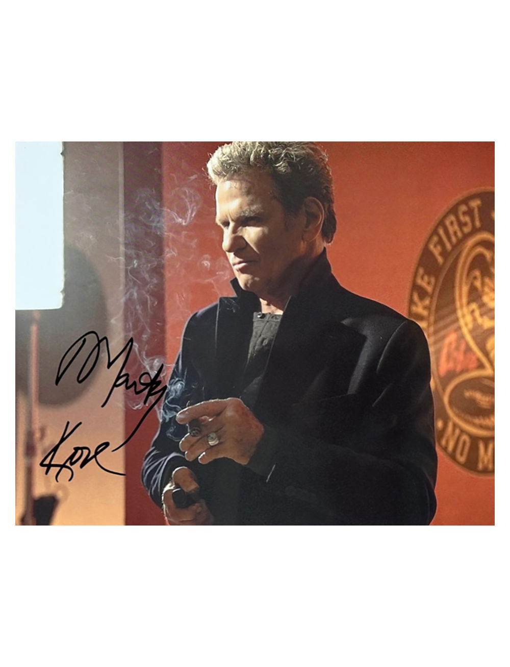 10x8" Cobra Kai Print Signed in Black by Martin Kove
