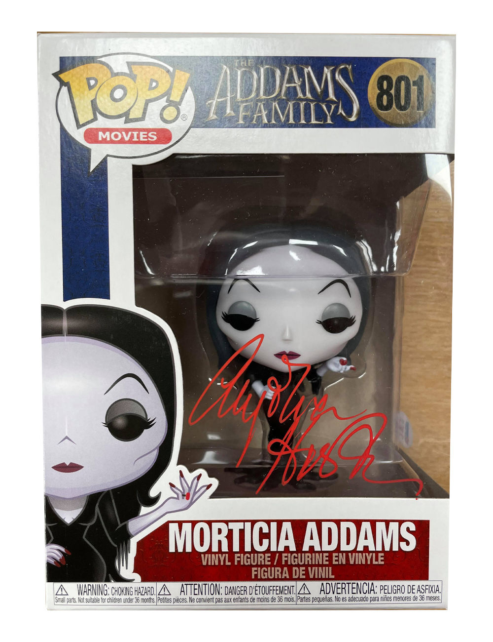 #801 Movies Addams Family Morticia Addams Funko Signed by Anjelica Huston