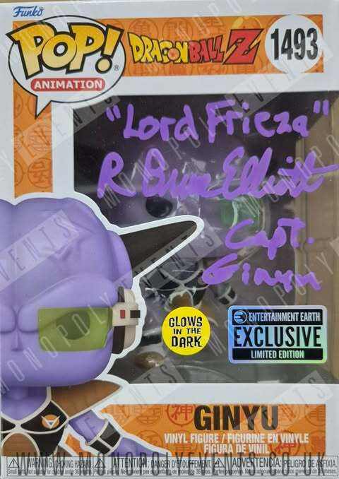 R Bruce Elliot Signed Funko #1493 Animation Dragon Ball Z Ginyu EE Sticker