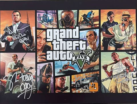 Ogg, Fonteno, Luke, & Klaitz Signed Grand Theft Auto V 16x12” Print